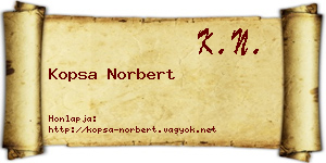 Kopsa Norbert névjegykártya